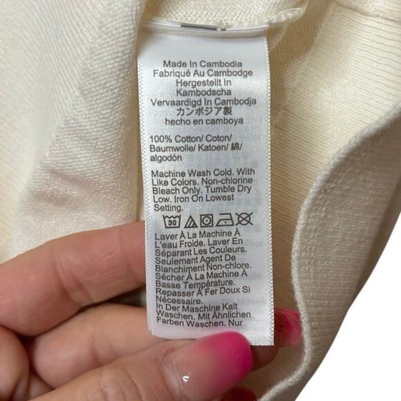 J.Crew Ivory Cotton Collared V-Neck Sweater Polo XL NWT Lightweight Knit - Picture 7 of 7